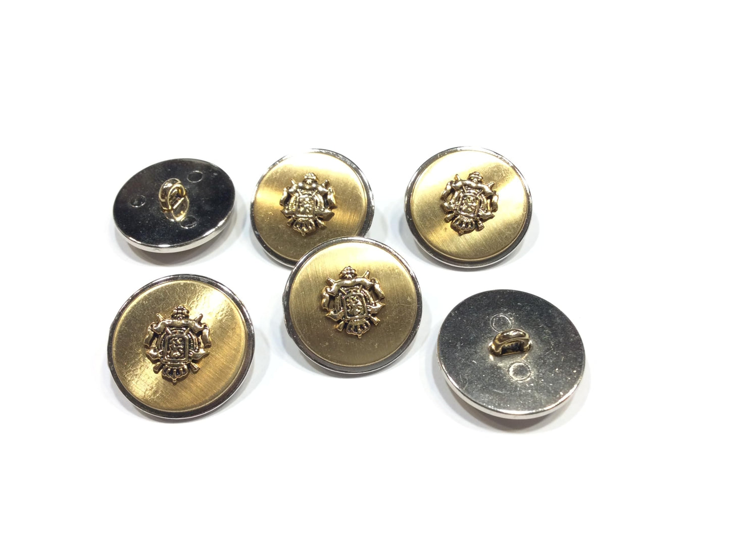 Set di 6 Bottoni Militari in Metallo, Decorativi con Stemma, Oro e Argento