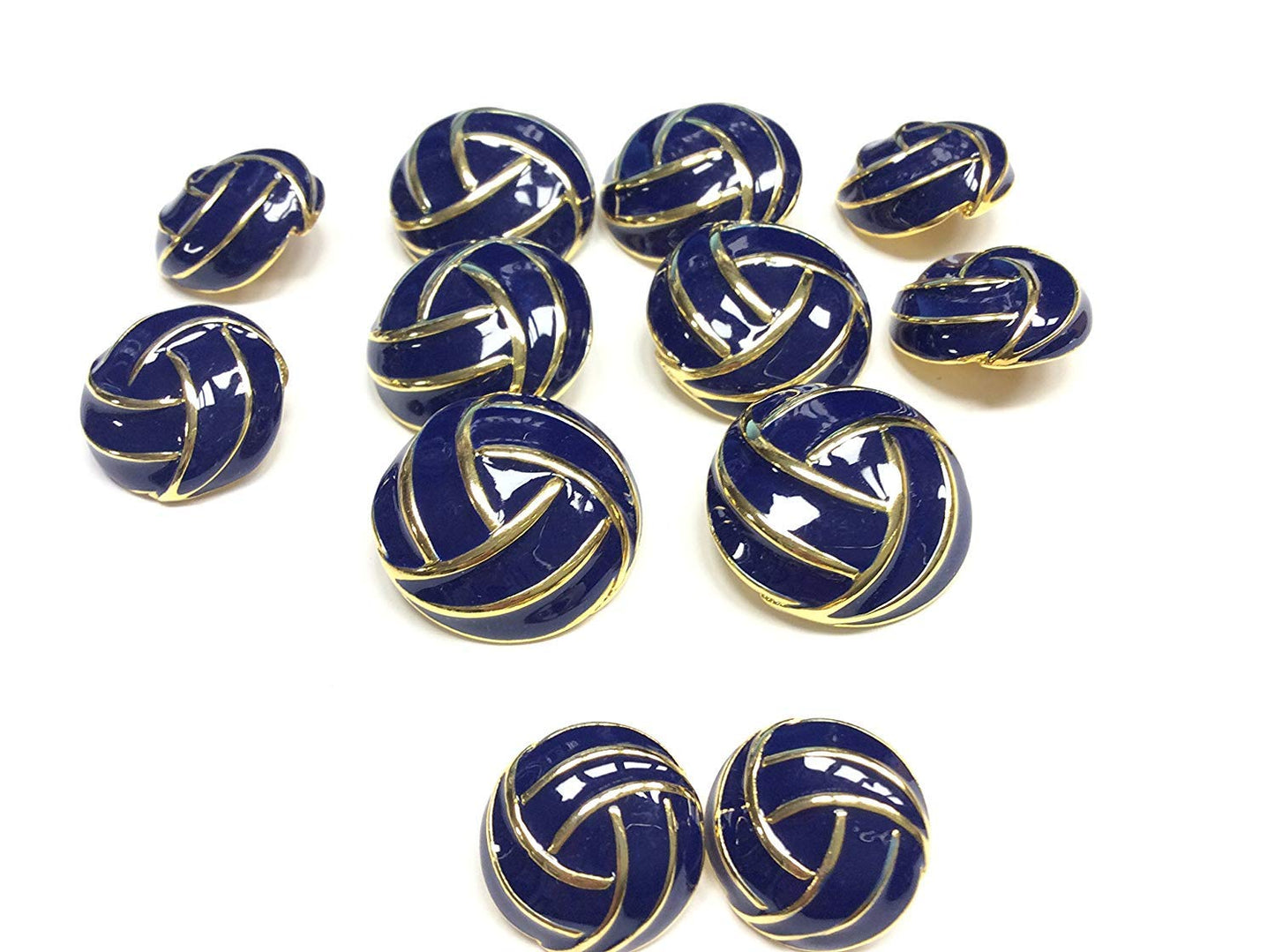 SET 12 BOTTONI GIOIELLO NODO ORO LACCATO BLU