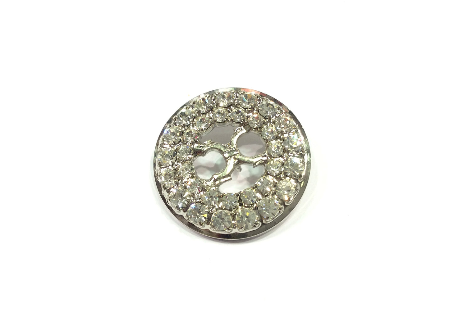 BOTTONE GIOIELLO ARGENTO E STRASS CM 2,5