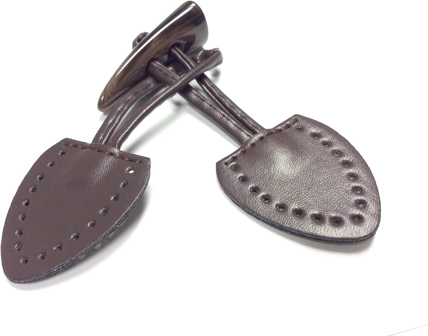 AGGANCIATURA PELLICCIA CAPPOTTI ALAMARI OTTONE ORO PELLE MARRONE CM 20
