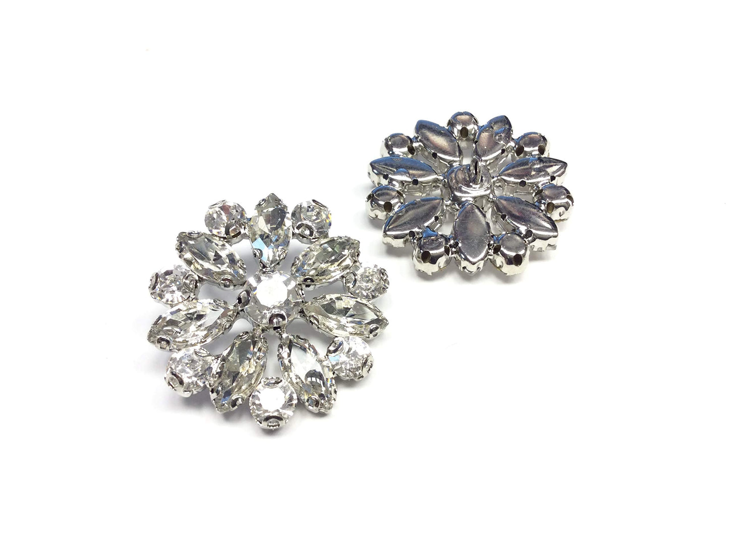 BOTTONI GIOIELLO ALTA MODA BASE ARGENTO NAVETTE CRYSTAL CM 3