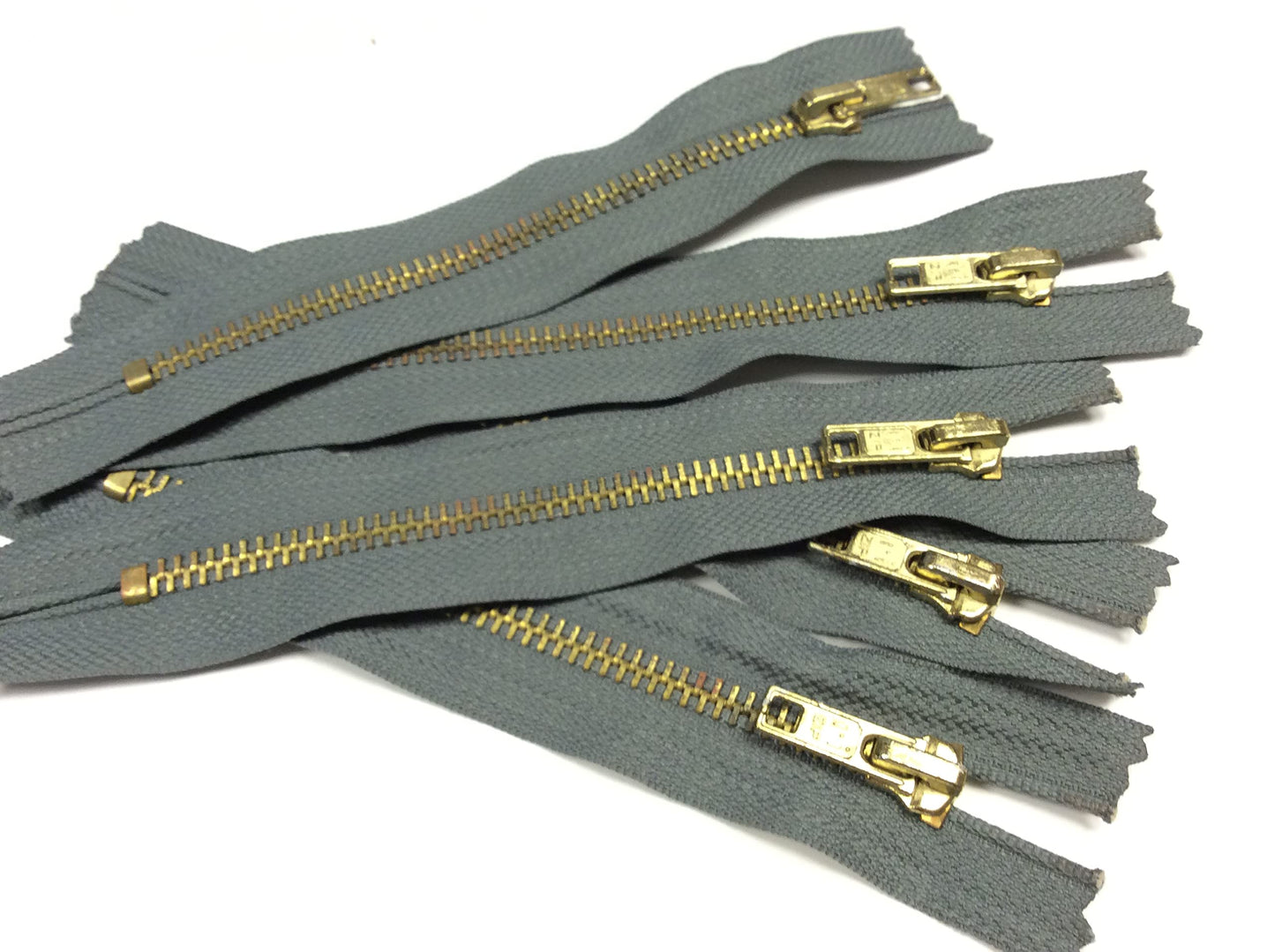 5 chiusure lampo in metallo 14 cm, 5 mm, non divisibili per borse, fai da te e cucito grigio e oro