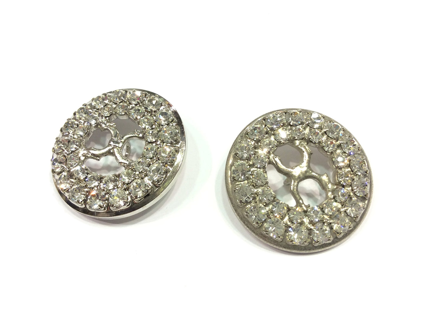 BOTTONE GIOIELLO ARGENTO E STRASS CM 2,5