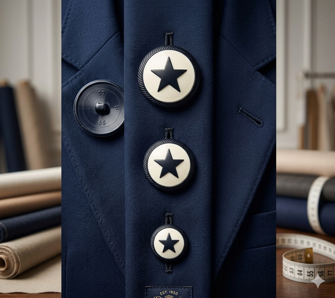 Bottoni Decorativi con Stella Nera e blu per Cucito e Fai-da-te, Stile Militare/Nautico
