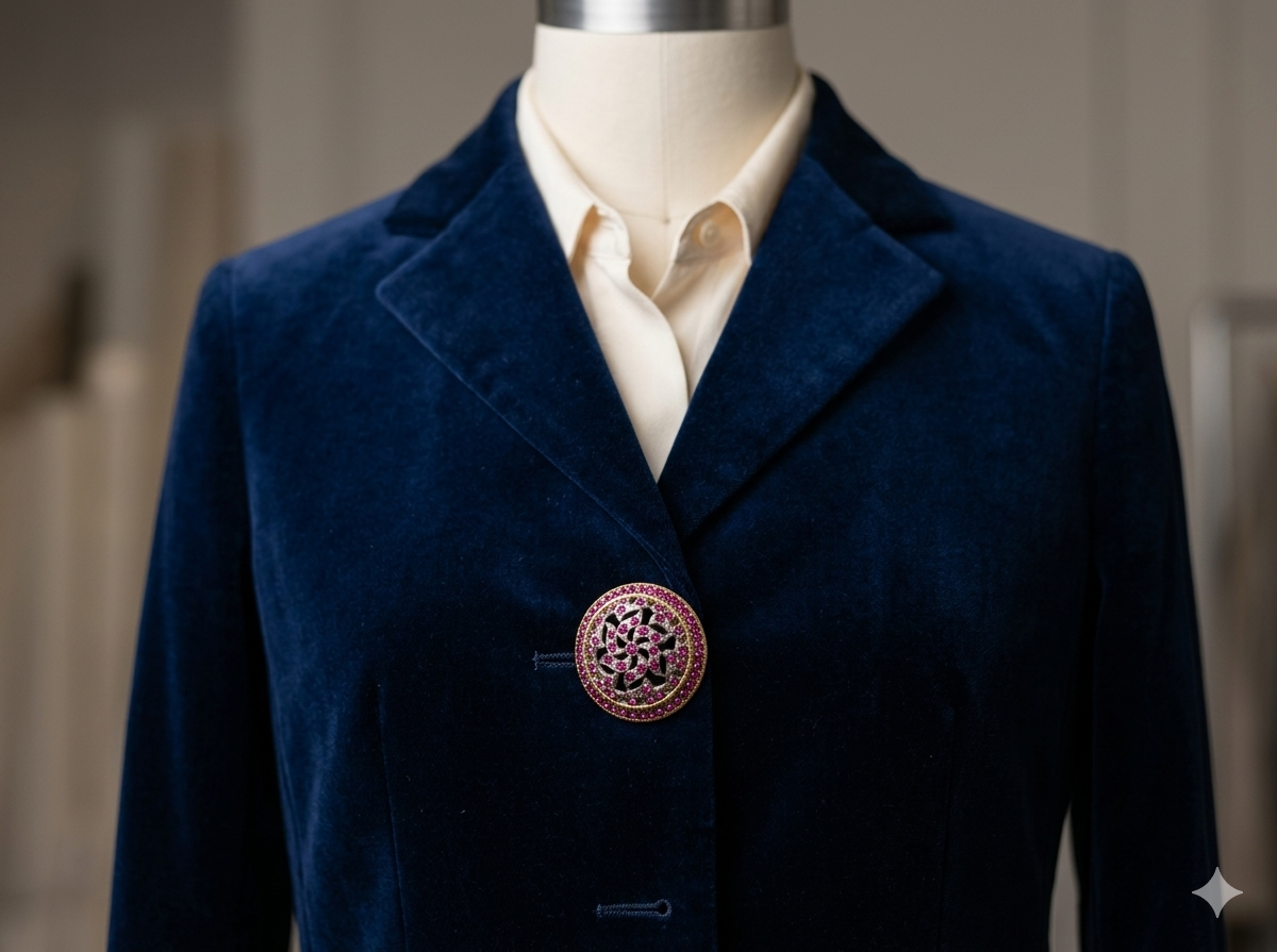 Bottone Gioiello Luxury con Cristalli Fucsia e Design a Vortice 40mm