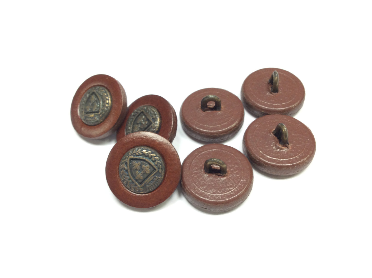 Bottoni Vintage 18mm – Stemma Araldico e Gigli – Effetto Cuoio e Metallo Brunito