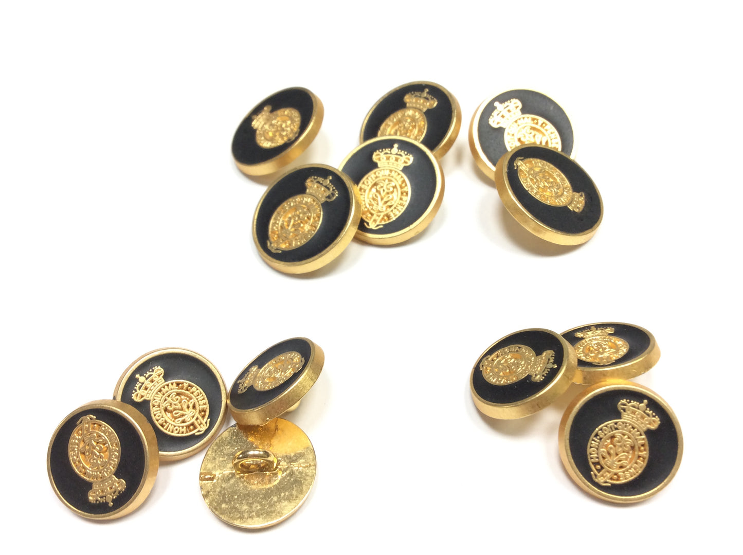 Set 12 Bottoni Blazer Araldici – Oro e Nero Opaco (6 Grandi + 6 Piccoli)