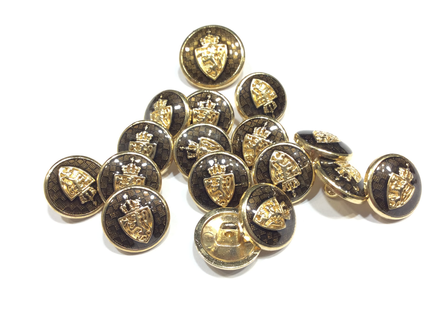 Bottoni Decorativi con Stemma Reale, Marrone e Oro, Set da 18 Pezzi, Stile Liberty Marca: FILMODA