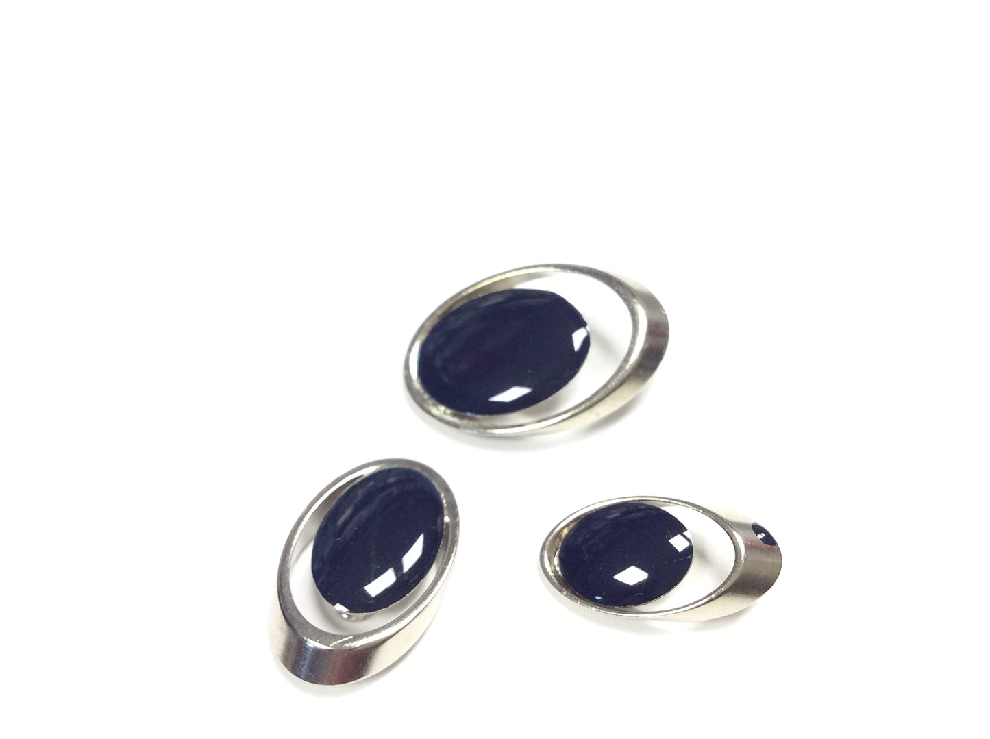 BOTTONE METALLO LACCATO BLU NOTTE OVALE CM 2