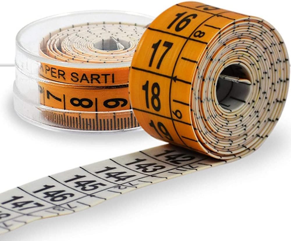 Centimetro Giallo Morbido Con Pratica Custodia In Plastica Rigida Centimetro da Sarta Professionale Avvolgibile Doppia Graduazione 1,5 Mt