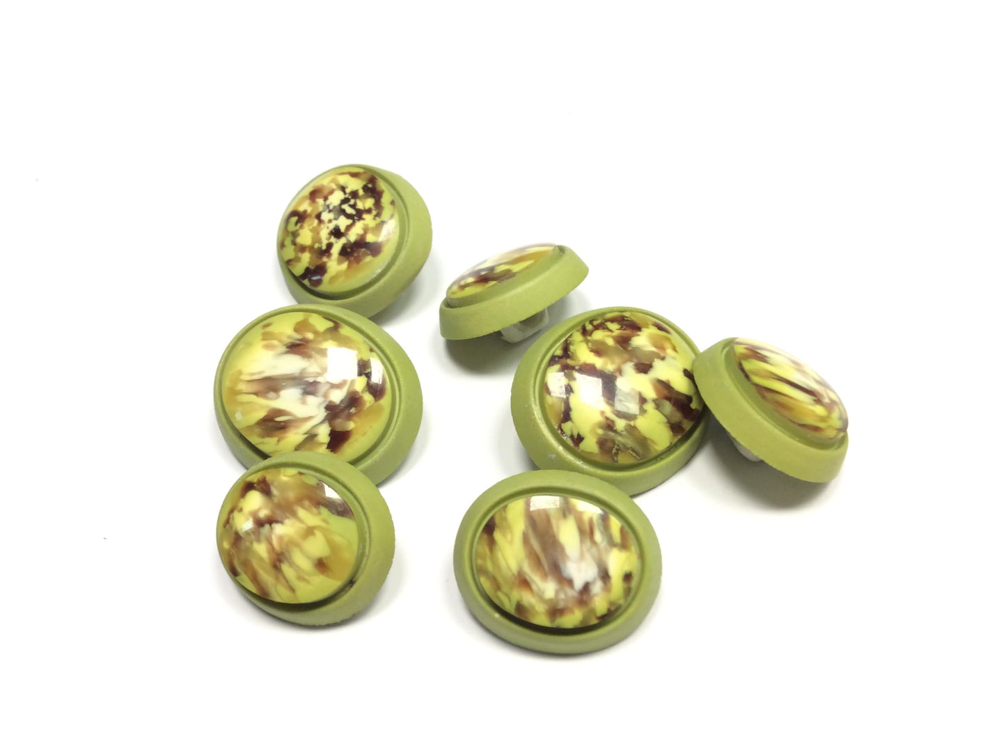 pack 40 bottoni misti vintage made in italy VERDE ACIDO MACCHIATO MARRONE