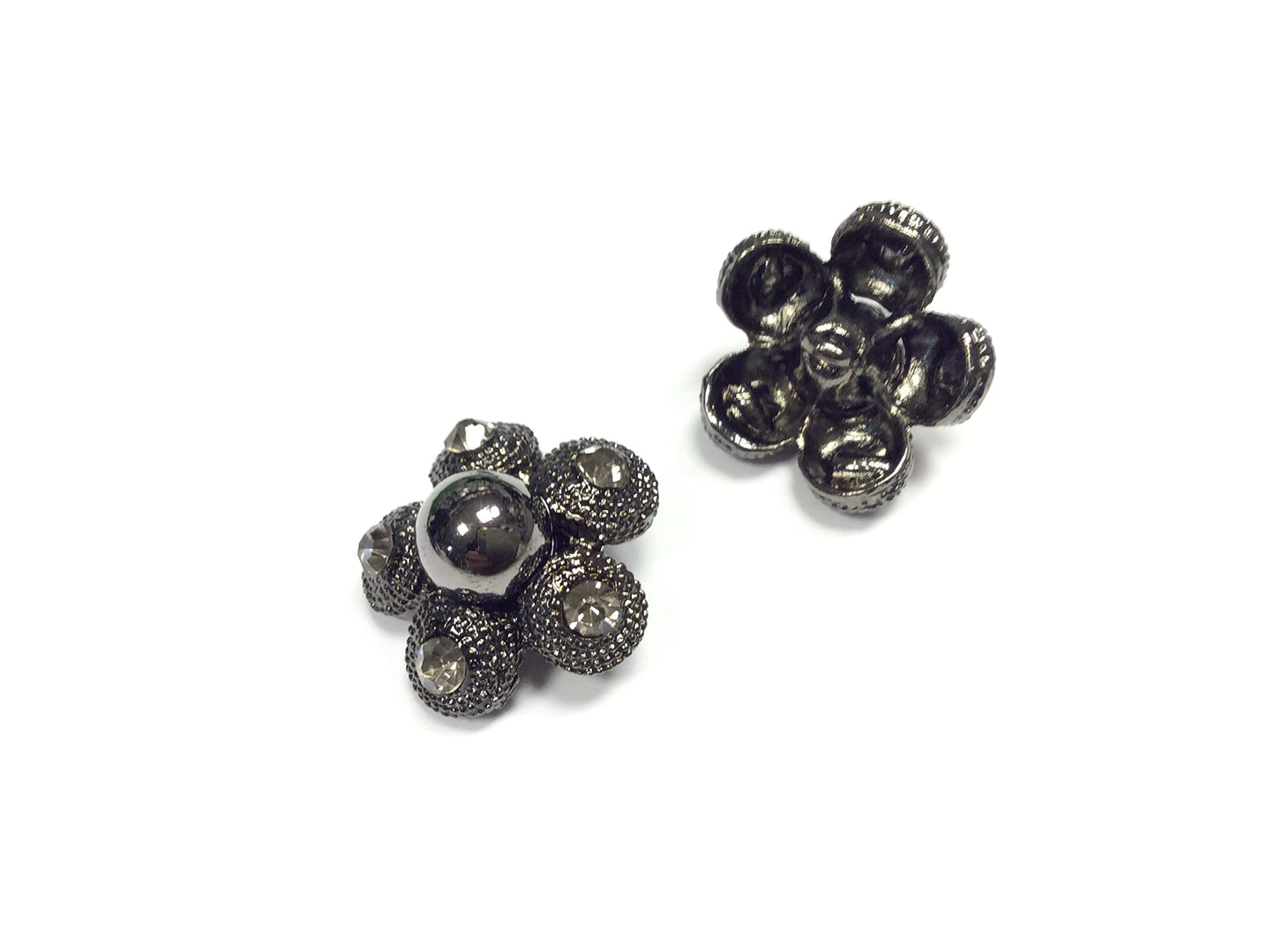 BOTTONE GIOIELLO FIORE E PERLA DARK GREY