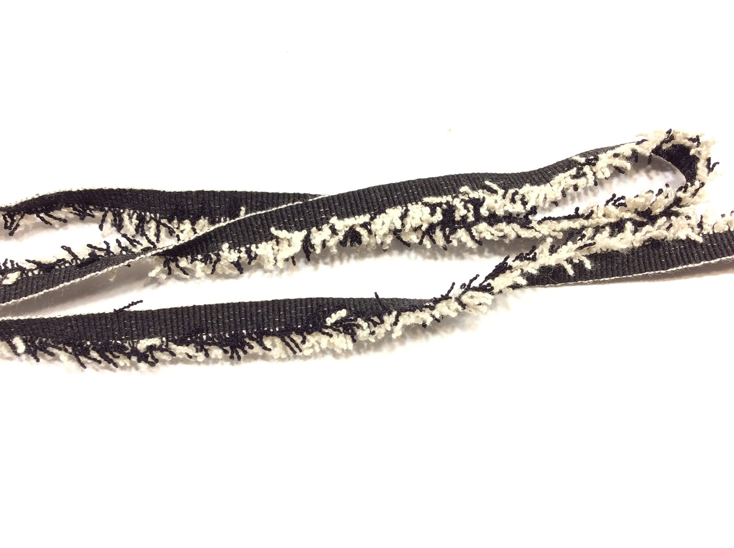 1 METRO PASSAMANERIA A FRANGIA NERO BIANCO BICOLOR CM 1,5