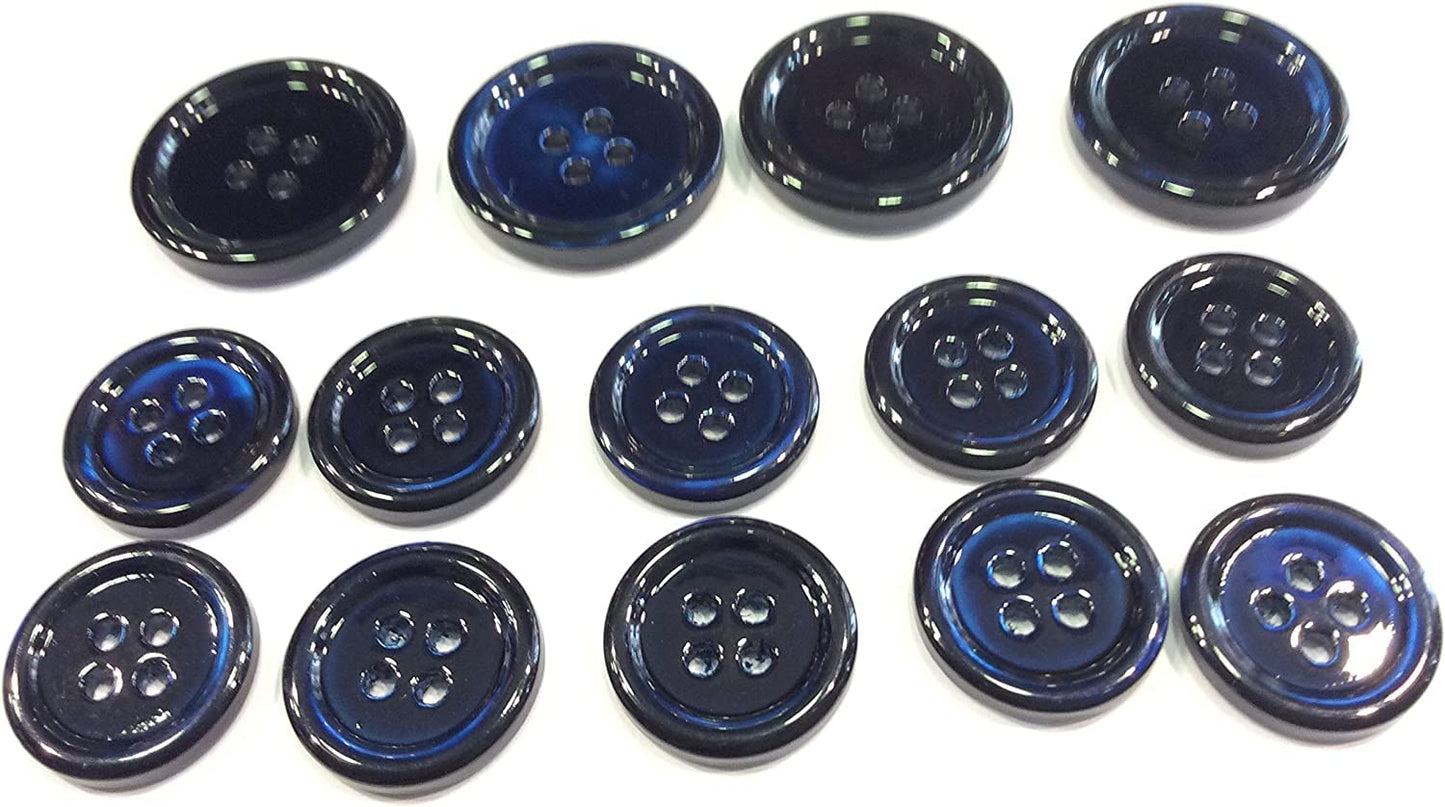 2x SET da 16 BOTTONI MADREPERLA UOMO BLU NOTTE