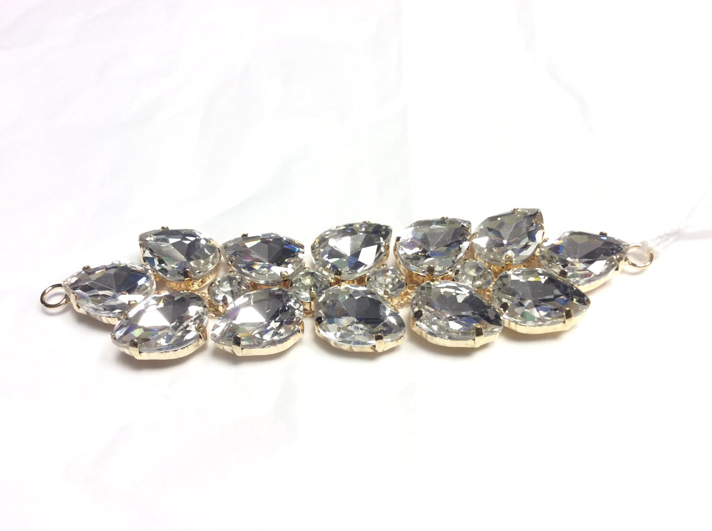 applicazione cm 12 passamaneria a gioiello da cucito base oro pietre e strass crystal