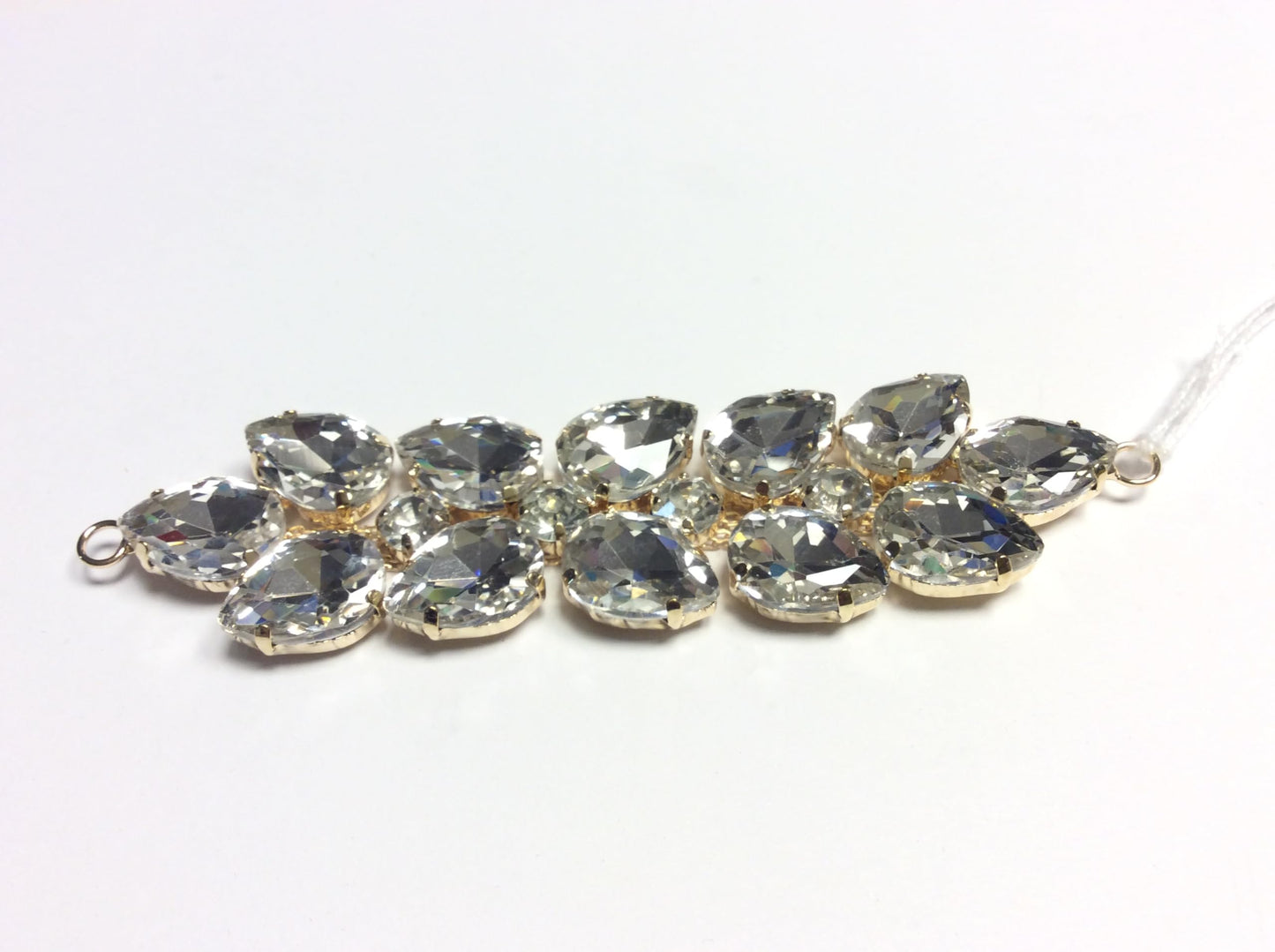 applicazione cm 12 passamaneria a gioiello da cucito base oro pietre e strass crystal