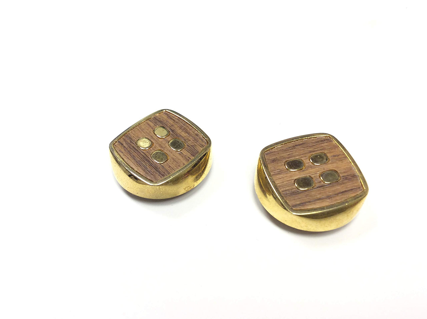 BOTTONE COUTURE 1968 base oro legno scuro 4 buchi cm 3