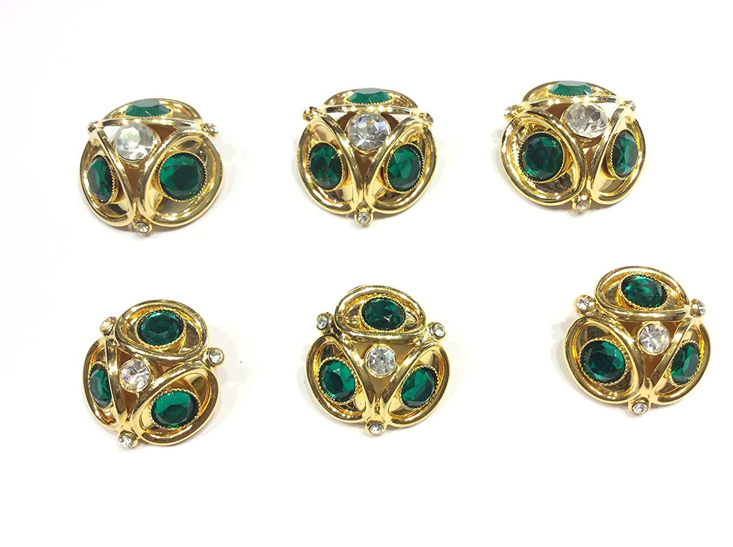 BOTTONE GIOIELLO ORO & VERDE E STRASS CM 3