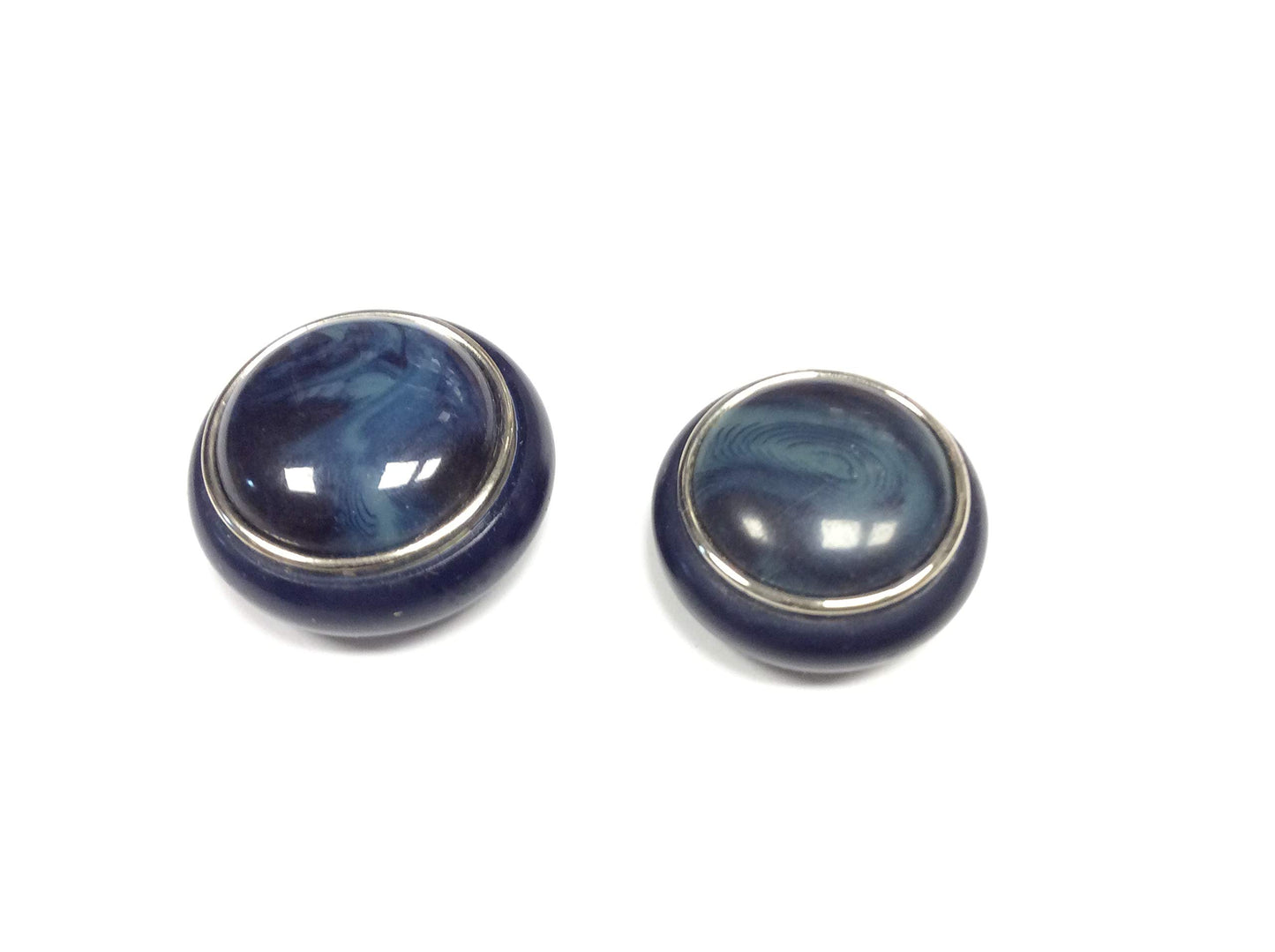 BOTTONE COUTURE 1968 PROFILO ARGENTO BLU SFUMATO CM 3