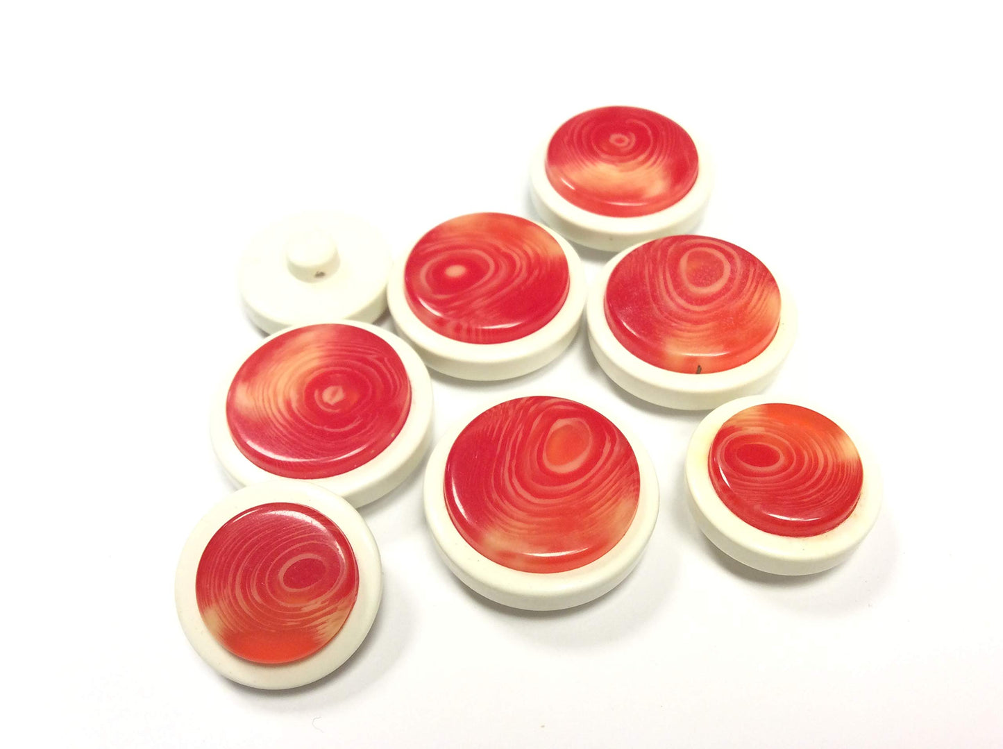 BOTTONE COUTURE BIANCO PANNA ROSSO SFUMATO CM 2,2