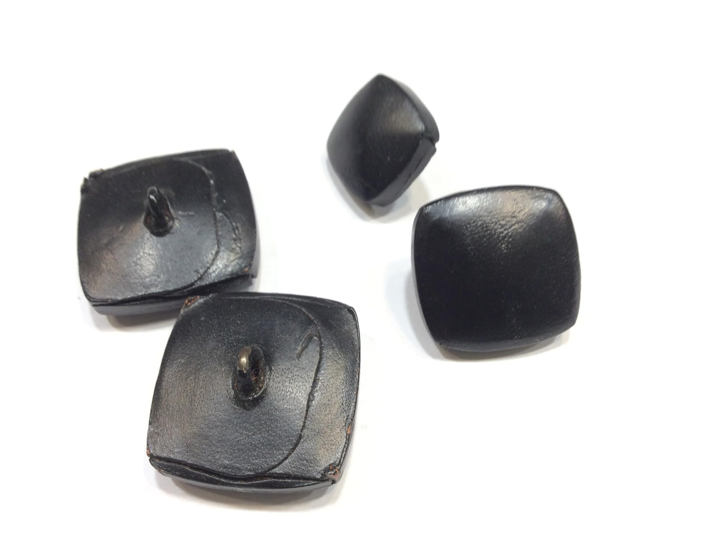 bottone in cuoio nero quadrato loden giacca cappotto cm 2.2