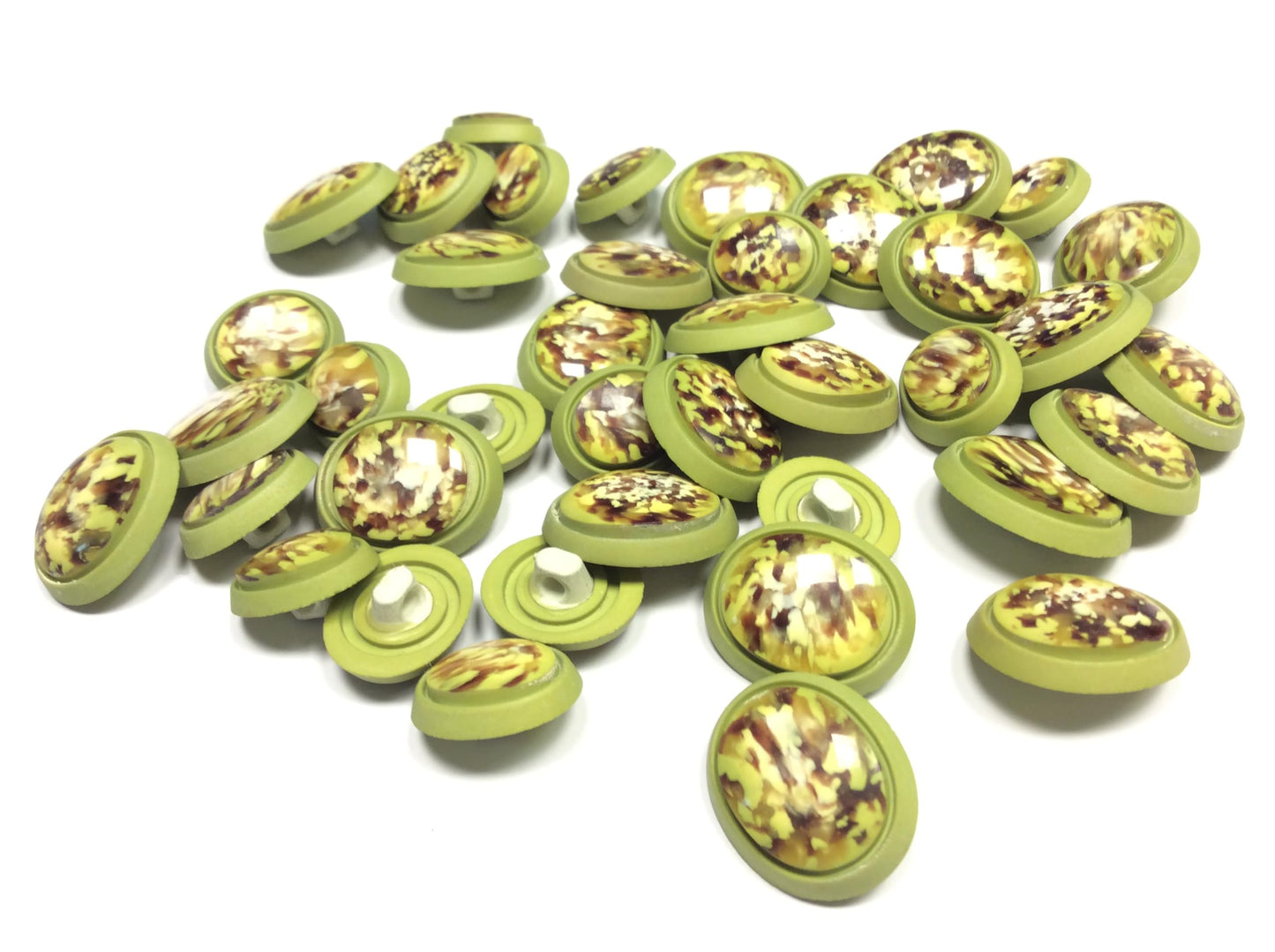 pack 40 bottoni misti vintage made in italy VERDE ACIDO MACCHIATO MARRONE