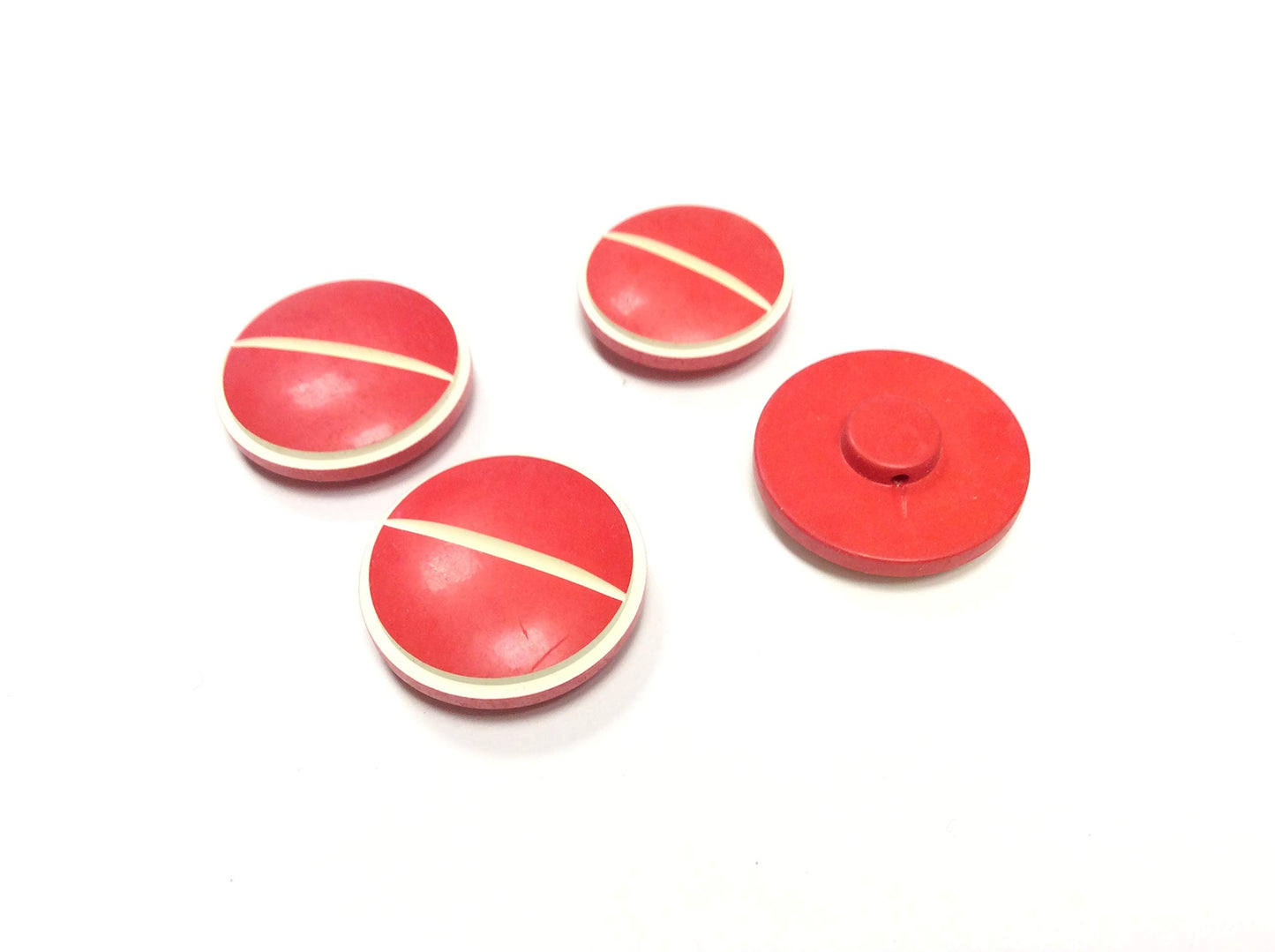 BOTTONE COUTURE ROSSO LUCIDO E BIANCO CM 2,5