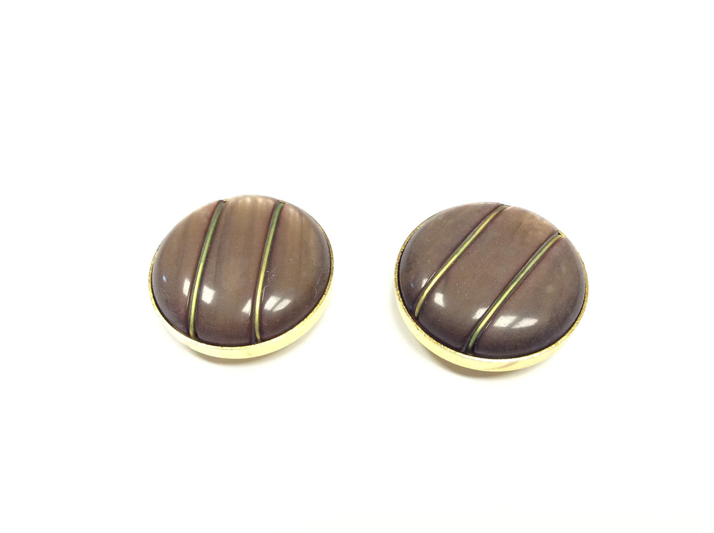 BOTTONE COUTURE 1968 TONDO BASE ORO LAVORATA GALALITE BROWN CM 2,8