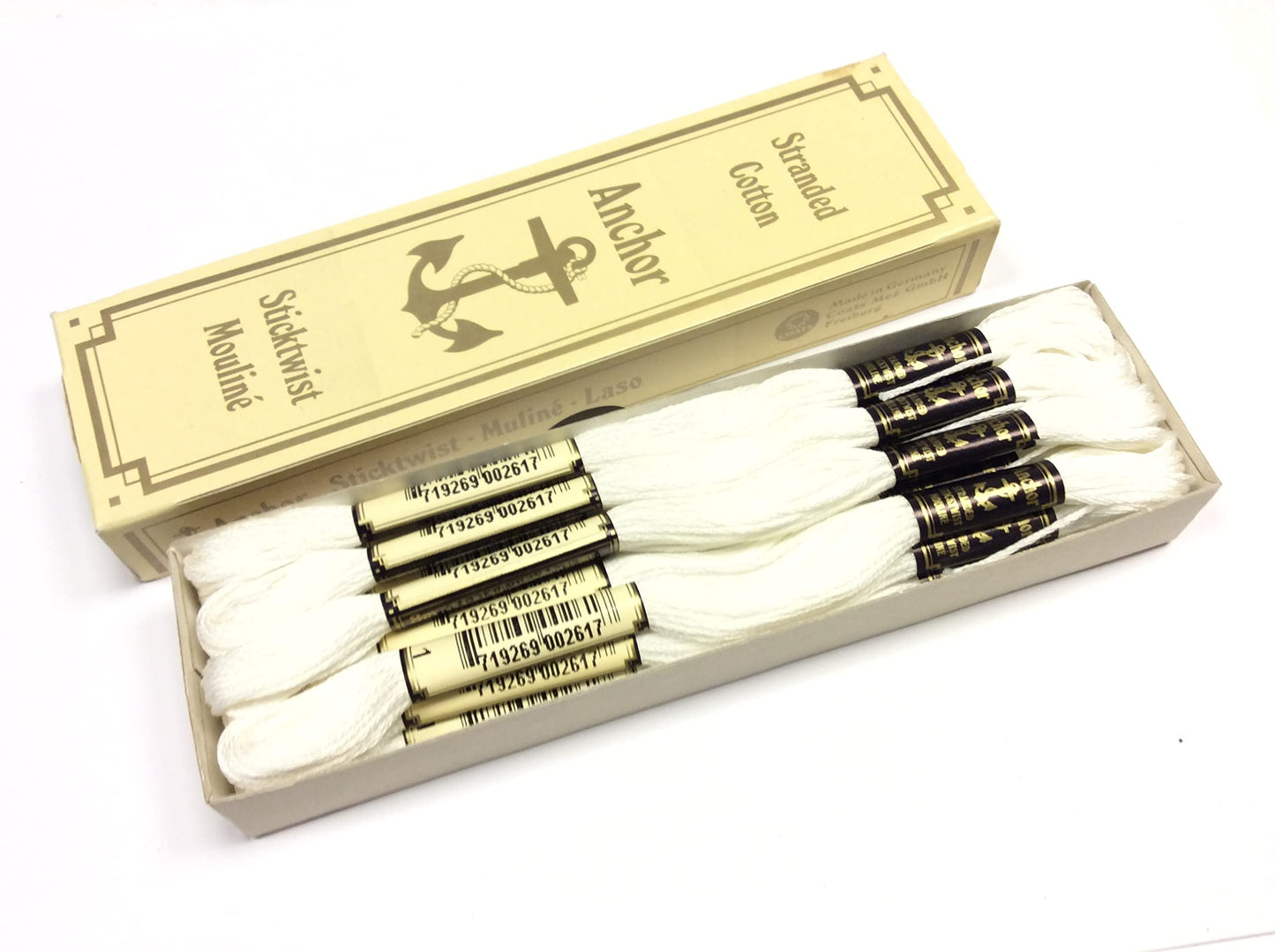 ANCHOR MOULINE' SCATOLA 12 PZ MATASSINA BIANCO 100% COTONE