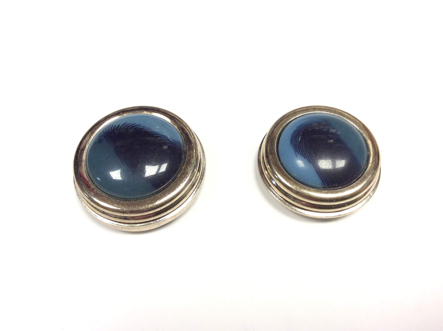 BOTTONE COUTURE 1968 BASE ARGENTO BLU SFUMATO CM 3