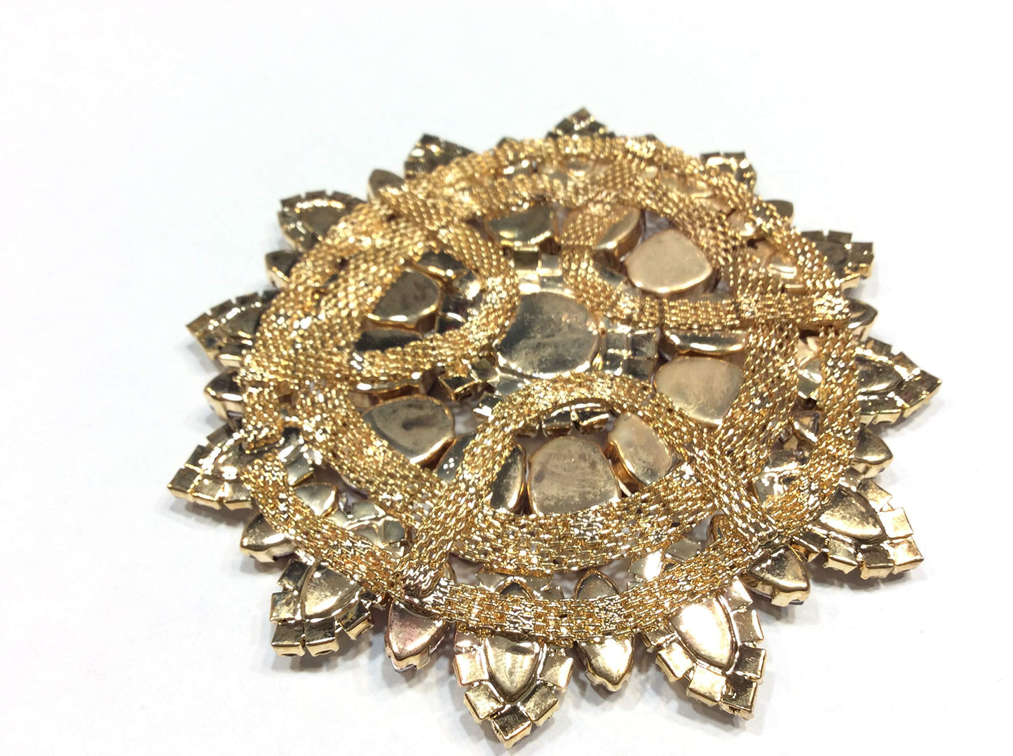 Applicazione Strass Gioiello Diametro CM 8 Oro&Rosso da Cucire