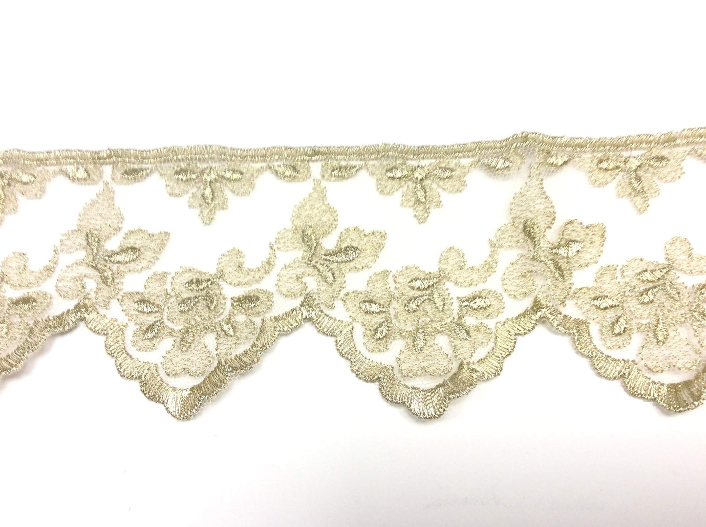 1 MT PIZZO ORO LUREX CM 6,5 SMERLATO LAME' FIORATO