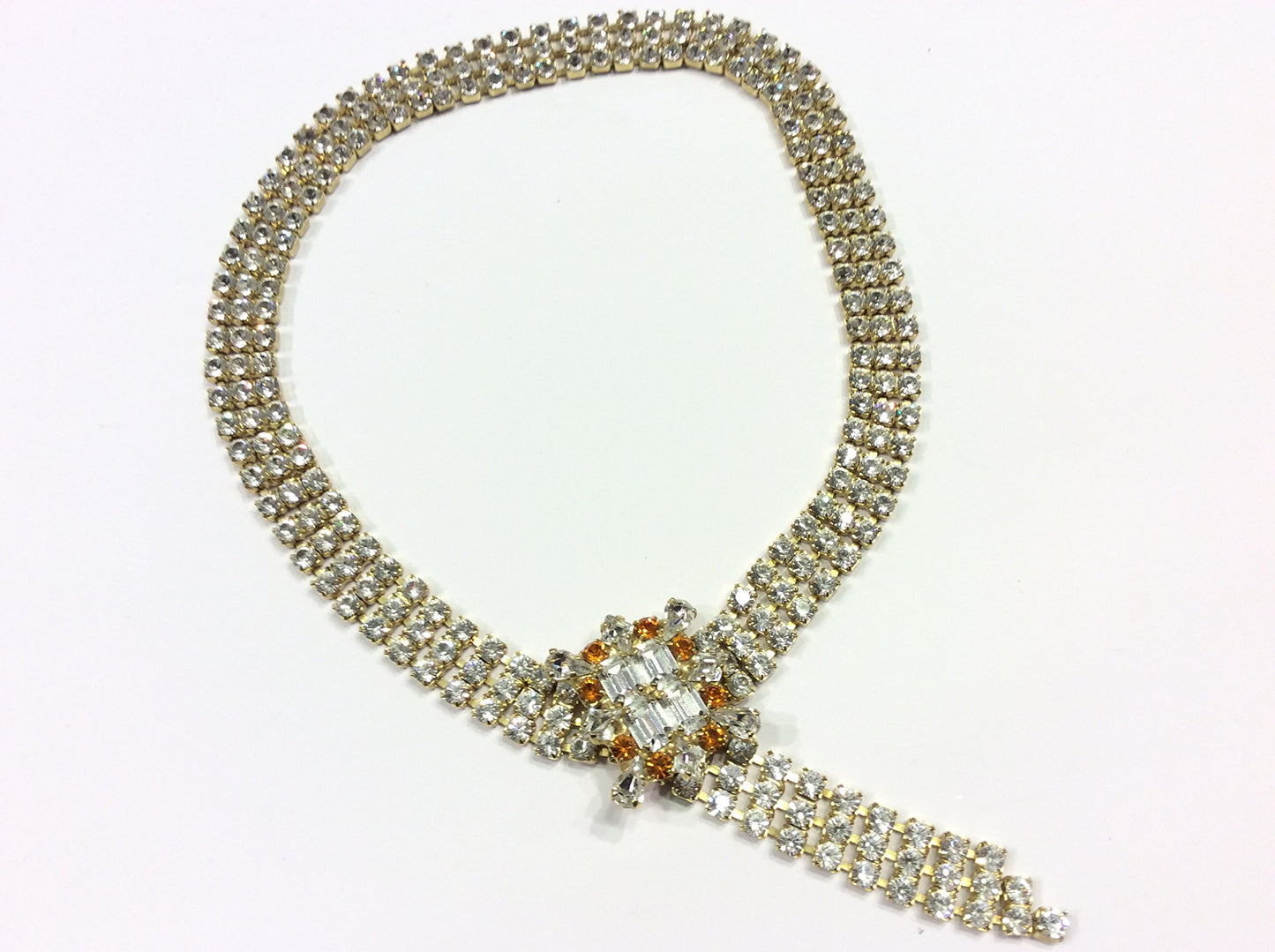 ALBA Collarino Girocollo Strass Tre Fili Argento Regolabile