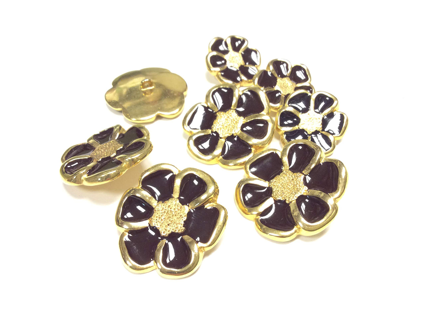 BOTTONE GIOELLO FIORE OTTONE ORO E MARRONE CM 3