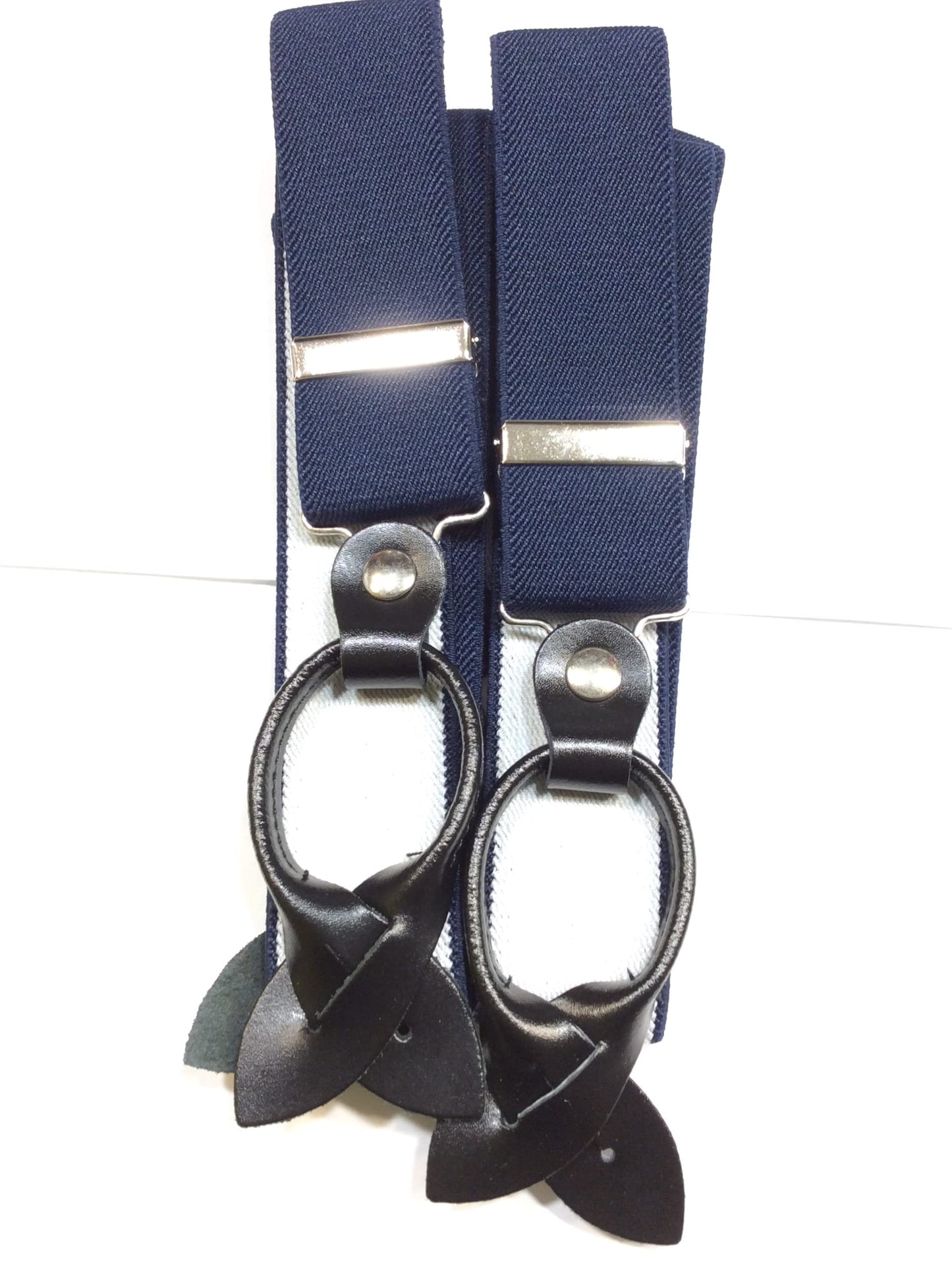 FILMODA bretelle uomo cerimonia blu doppio aggancio bottoni cuoio cm 120 regolabile