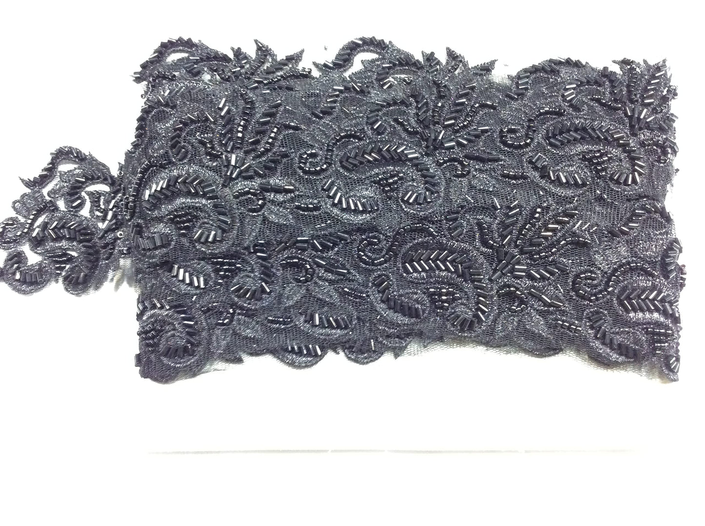 1mt passamaneria cm 7 disegno floreale coralli neri