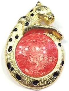 Bottone Gioiello Luxury "Pantera" Oro e Pietra Rossa - 3x2 cm - Design Vintage Esotico per Giacche Alta Moda e Spille - Pezzo Unico