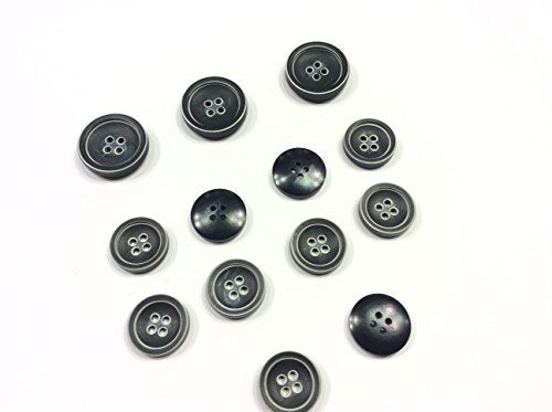 MG Set 13 Bottoni Uomo GALALITE Effetto Corno Nero