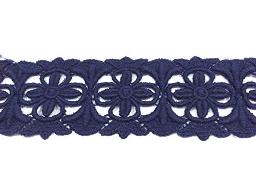 Toscano PIZZO MACRAMÈ DISEGNO GEOMETRICO CM 7 BLU