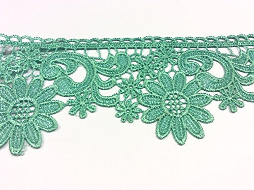 Toscano Pizzo macramè Floreale Verde Tiffany CM 8