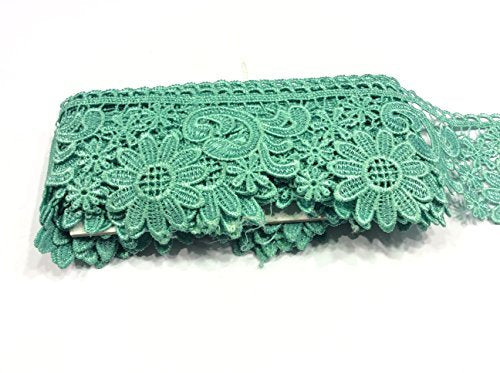 Toscano Pizzo macramè Floreale Verde Tiffany CM 8