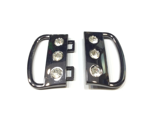 FILMODA Fibbia Gioiello con Cristalli, 4,5 cm passante metallo grigio