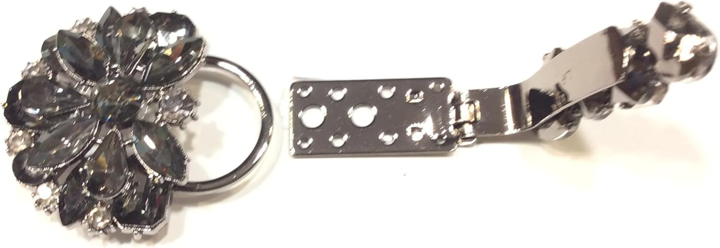 Alamaro Bottone Gioiello con Cristalli CRYSTAL O GREY , 10 cm