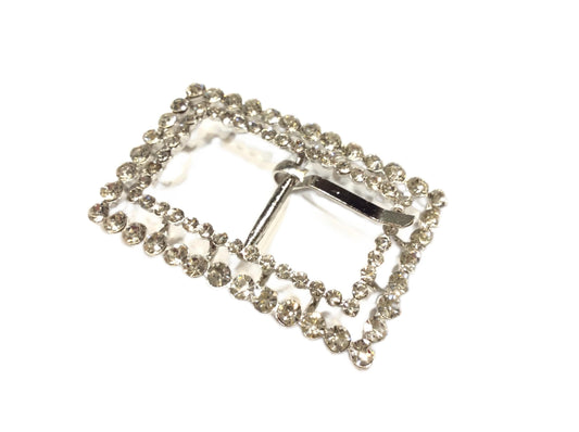 FILMODA Fibbia Decorativa con Strass, Rettangolare, 2cm, Argento