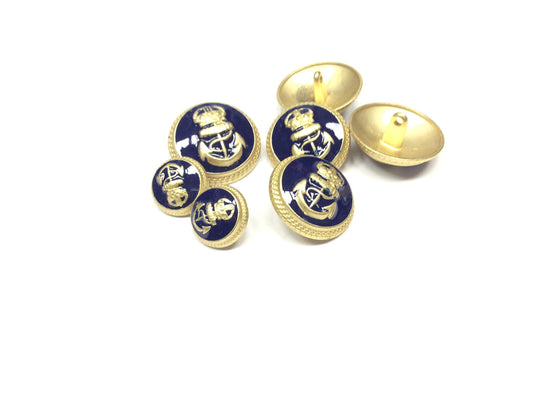 BOTTONI BLAZER MARINARI BLU E ORO CM 1,5