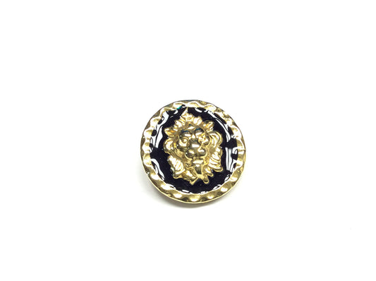 BOTTONE GIOIELLO LEONE ORO LACCATO NERO CM 1,8