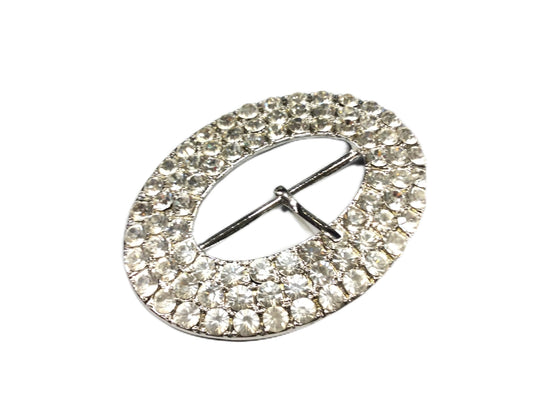 FILMODA Fibbia Gioiello ovale con Cristalli, 4,5 cm passante metallo