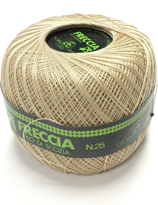 FRECCIA Filo di Cotone per Cucito N.8, Colore Ecru, 100% Cotone, offerta 10 Gomitoli da 50 Grammi