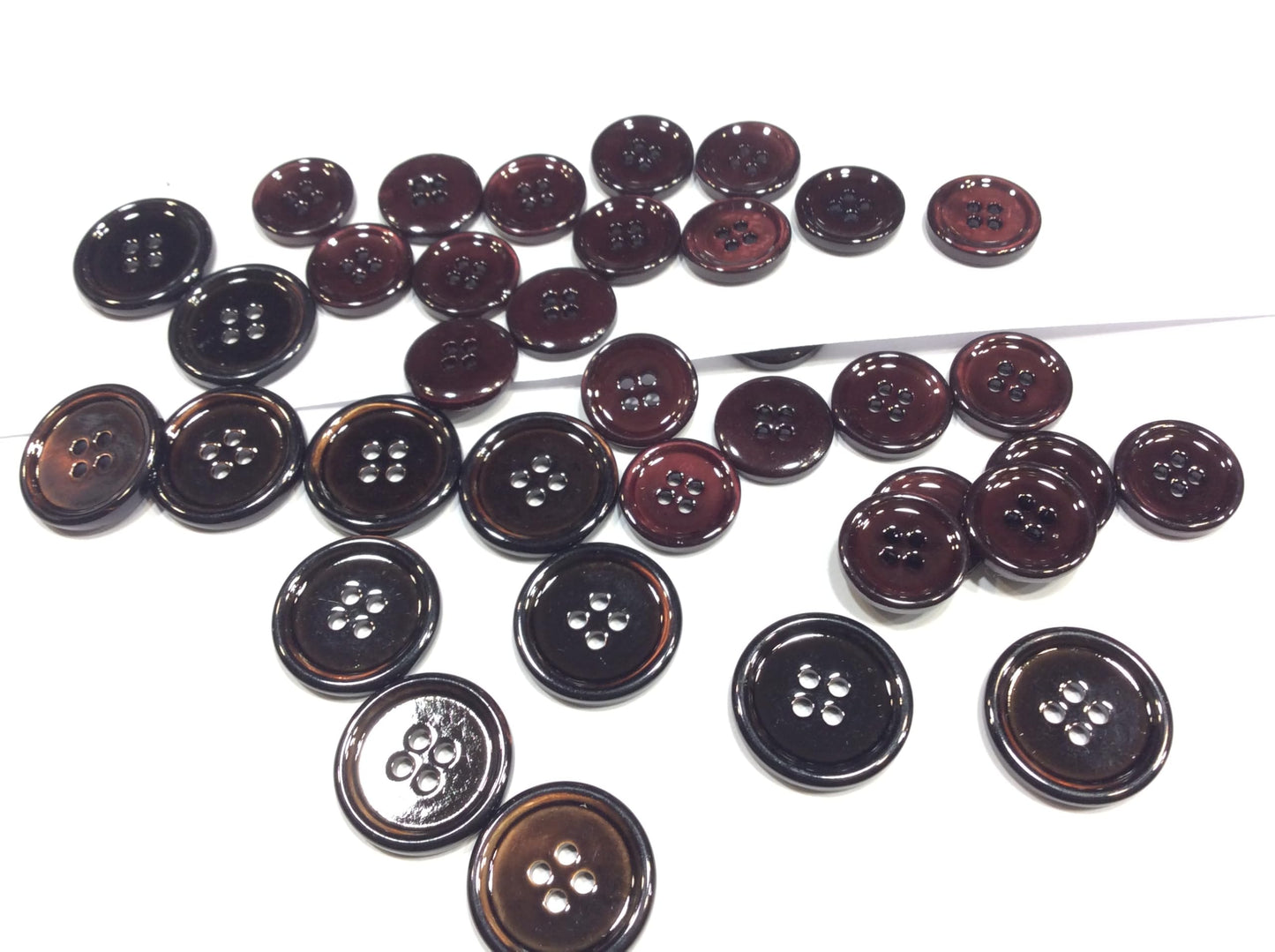 Brown Mother of Pearl Buttons, 4-Hole Design, Sartorial Quality, 36 Pieces