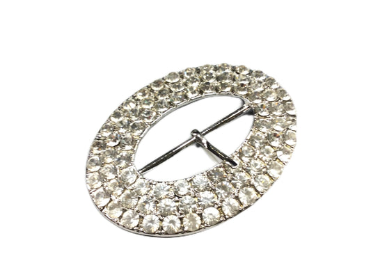 FILMODA Fibbia Ovale con Cristalli, 4,5 cm, Nero e Crystal Decorativa per Cinture